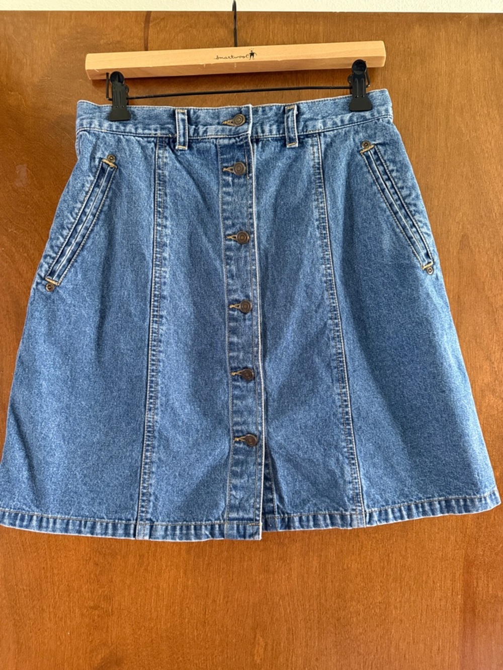 Classic Button-Front Denim Skirt